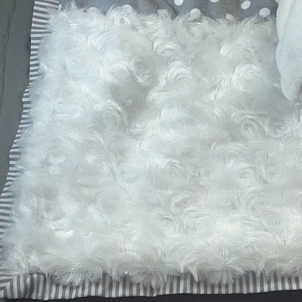 Crown & Ivy Baby Gray / White Elephant Lovey Security Blanket Fluffy & Polka Dot - Picture 7 of 12